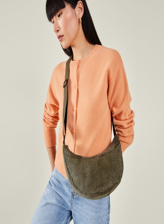 أكسيسورايز حقيبة كتف نسائية من أكسسورايز لندن، لون كاكي، بتصميم أنيق | حقيبة كتف نسائية بحزام قابل للتعديل | حقيبة كتف واسعة للنساء - Image 2